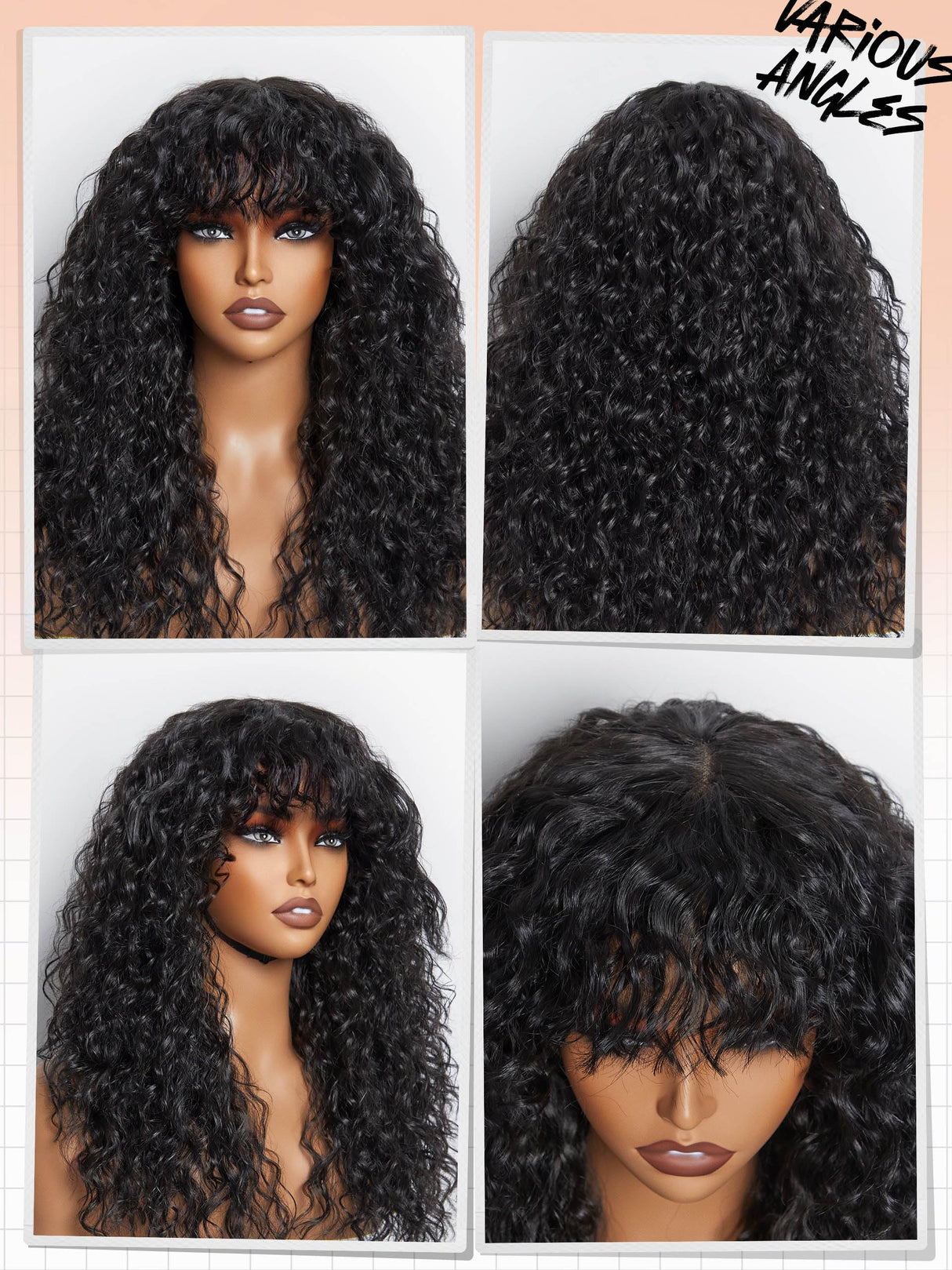 GORGIUS Shaggy Haircuts Natural Black Curly Wig with Bangs Crafted with Style-Archive Technology: Premium Fiber & Remy Human Hair Blended, Realistic Look with True Scalp