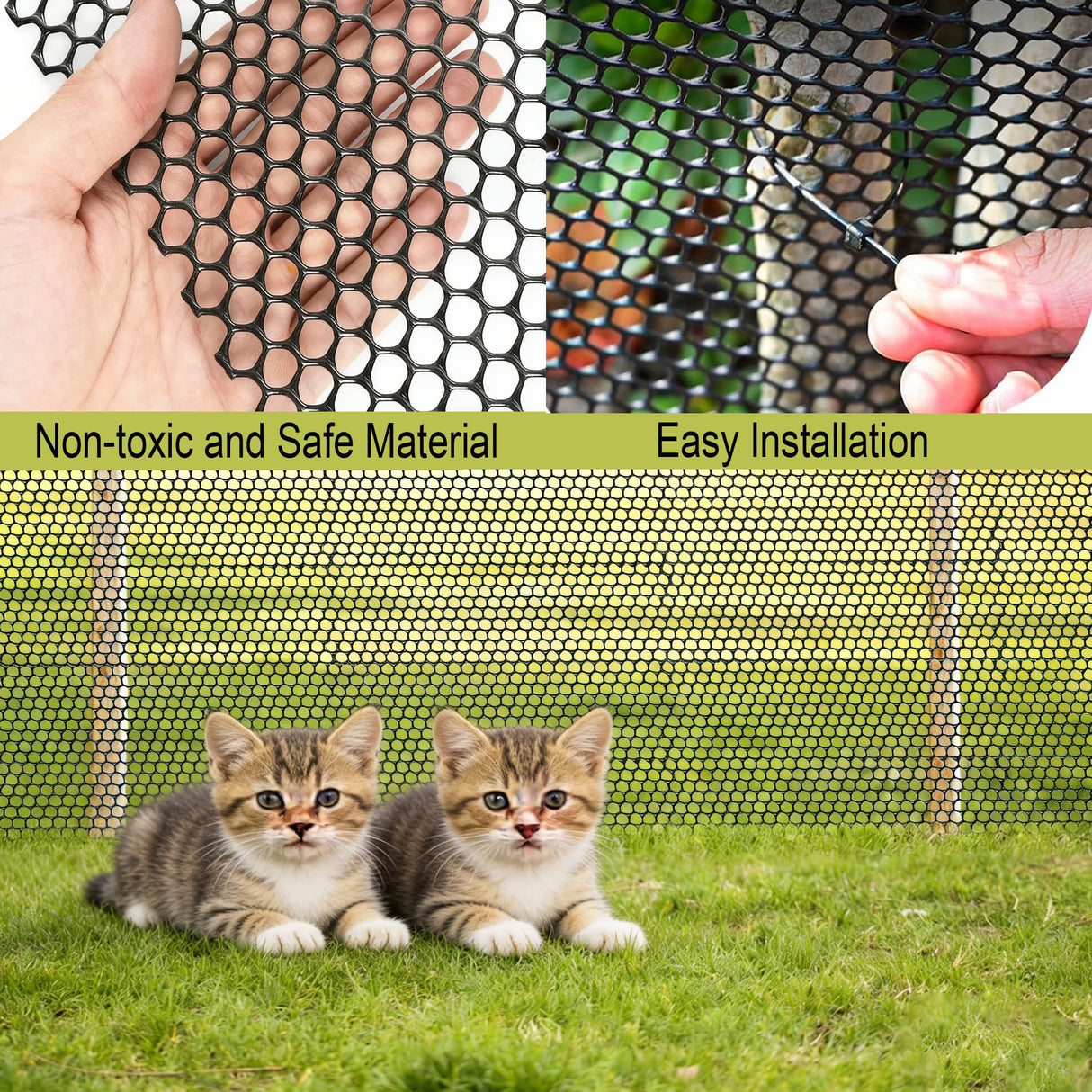 Plastic Wire Mesh Fence Roll 16 in x 50FT Plastic Chicken Mesh with 80 Pcs Zip Ties Balcony Garden Netting Fencing Barrier for Dogs, Poultry, Puppy, Garden Snake Barrier