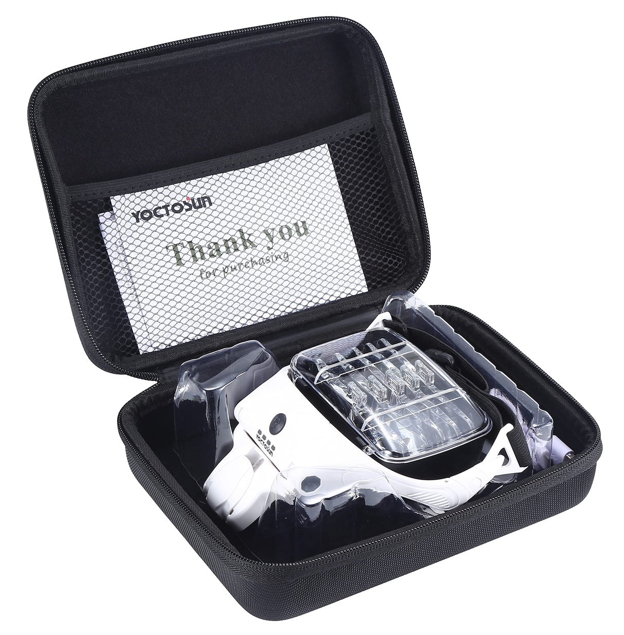 YOCTOSUN Magnifying Glasses with 4 LED Lights, Head Mount Magnifier with Storage Case,5 Lenses, Headband, Hands Free Lighted Head Magnifying Visor for Hobby Crafts & Close Work