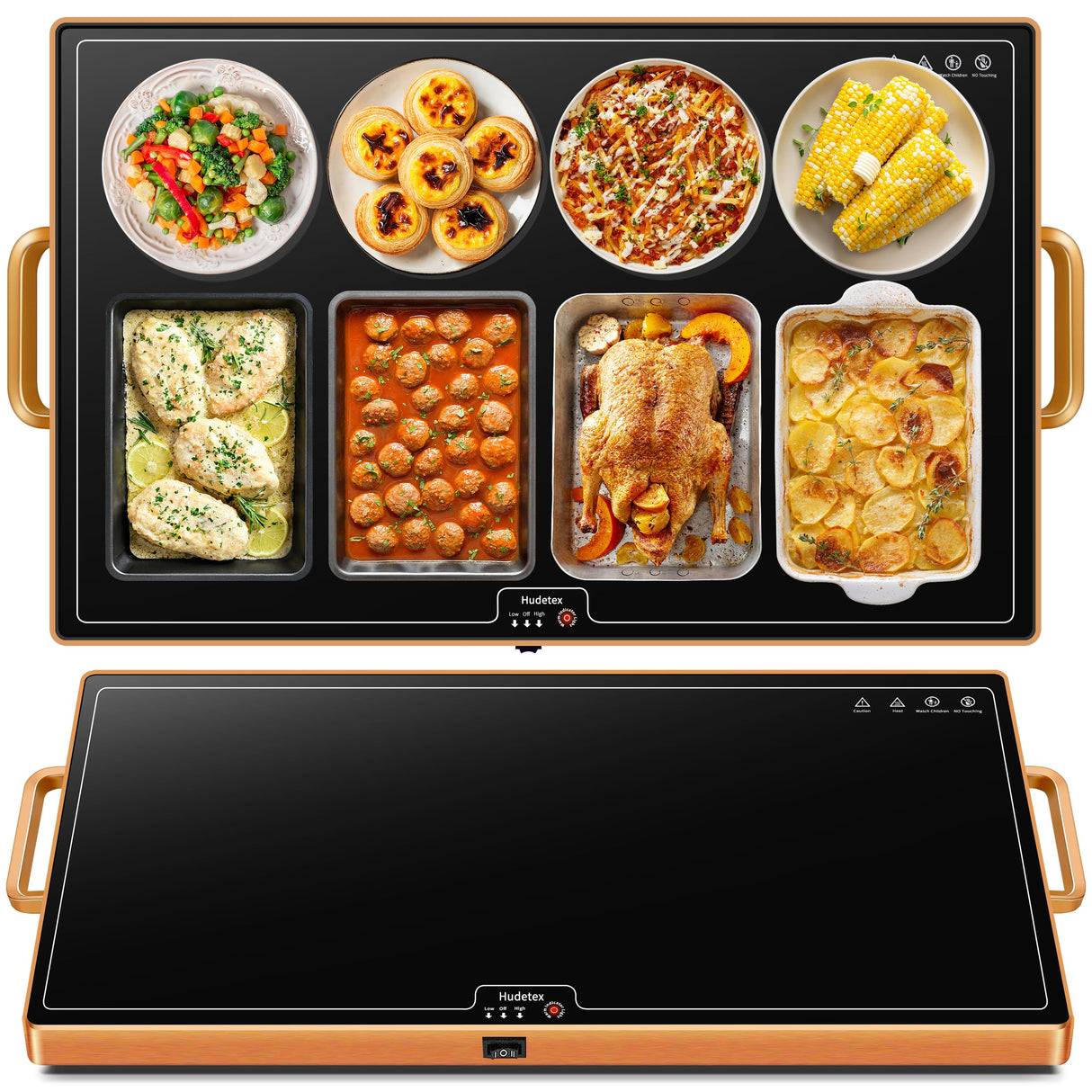 Warming Mat for Food (XXL32 x18), Warming Trays for Buffets Party and Daily Use, Temperature Control Food Warmer, Full Surface Tempered Glass Top Heating Food Warming Mat, Black Electric Warming Tray