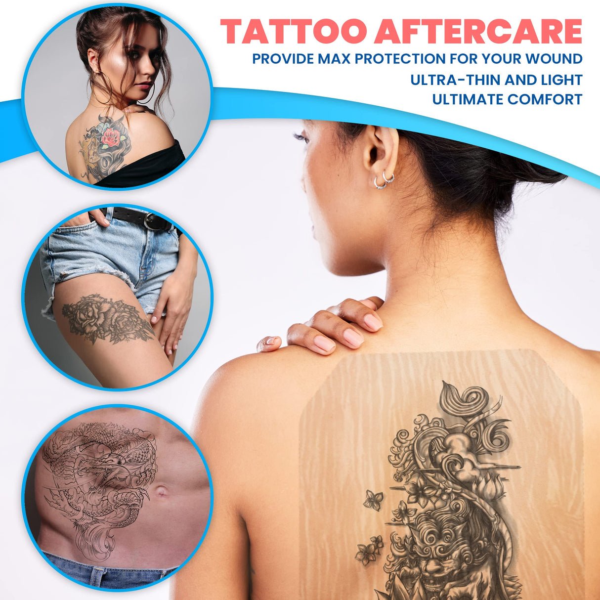 Houseables Waterproof Bandages, Transparent Film Dressing, Waterproof Bandages Post Surgical, Wound Covers for Showering, Swimming Tattoo Cover, After Surgery Protector, Clear, Large, 8x12, 10 Pack