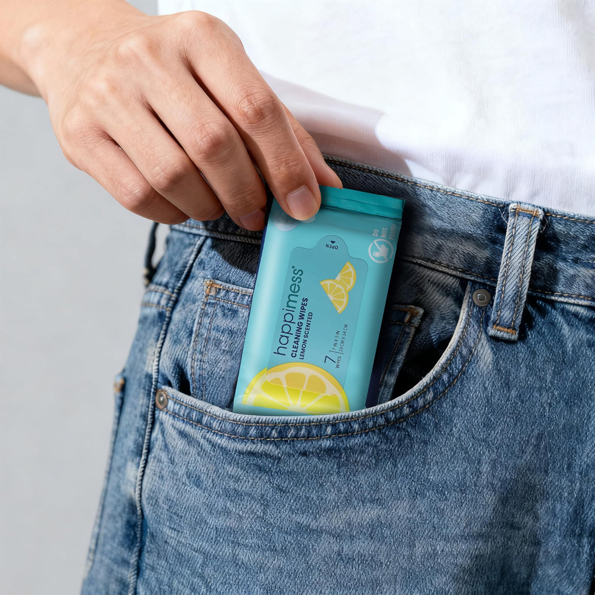 happimess WPE1005A-6SET On-the-Go Multi-Surface Cleaning Wipes, Lemon Scented Travel Wipes, 36 Mini Packs, 7 Wipes Per Pack (252 Total Wipes)