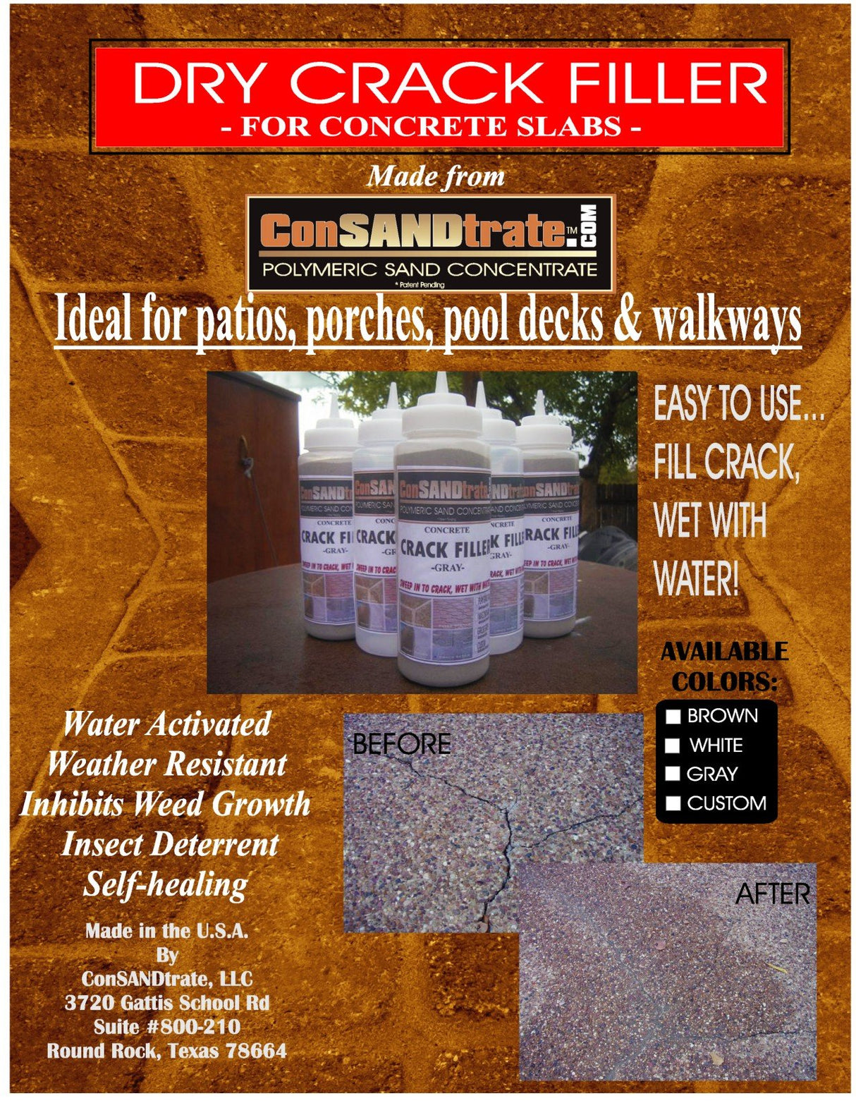 Stained Concrete Crack Filler - Gull Gray - 3 lb. Bottle