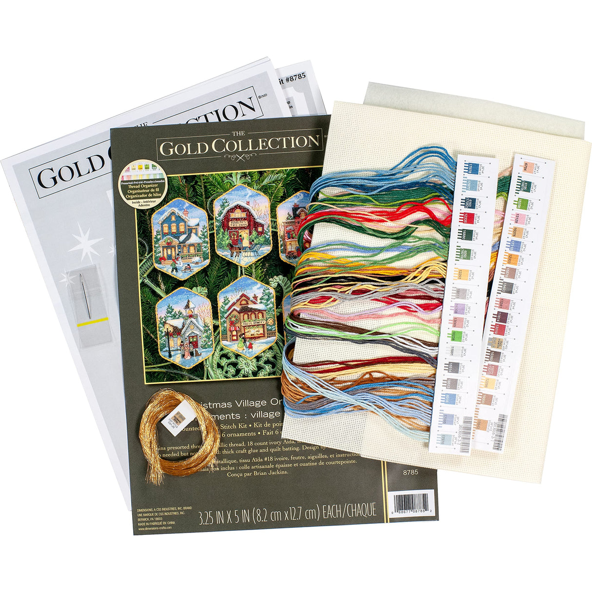 Dimensions Gold Collection Christmas Village Counted Cross Stitch Ornament Kit, 6 pcs