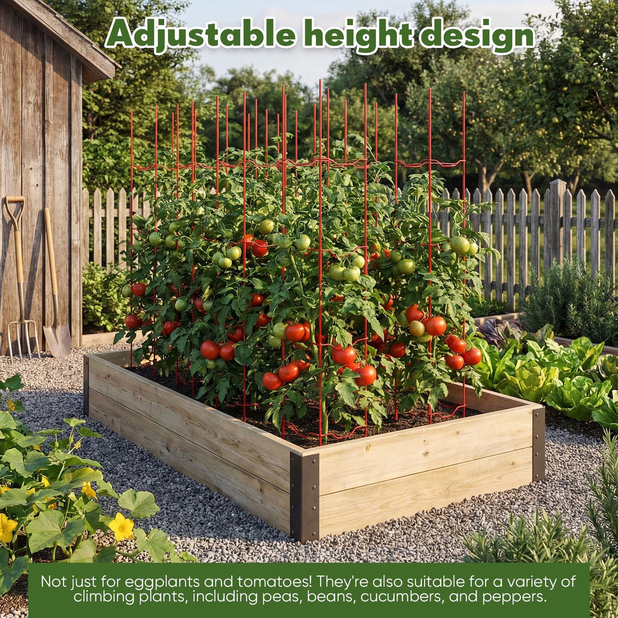 Otoolling 4 Pack Tomato Cage for Garden, 6" W x 6" D x 32" H Pepper and Eggplant Garden Stakes Metal Plant Support Sturdy V-Shape Trellis for Climbing Plants Vegetables Flowers Fruits