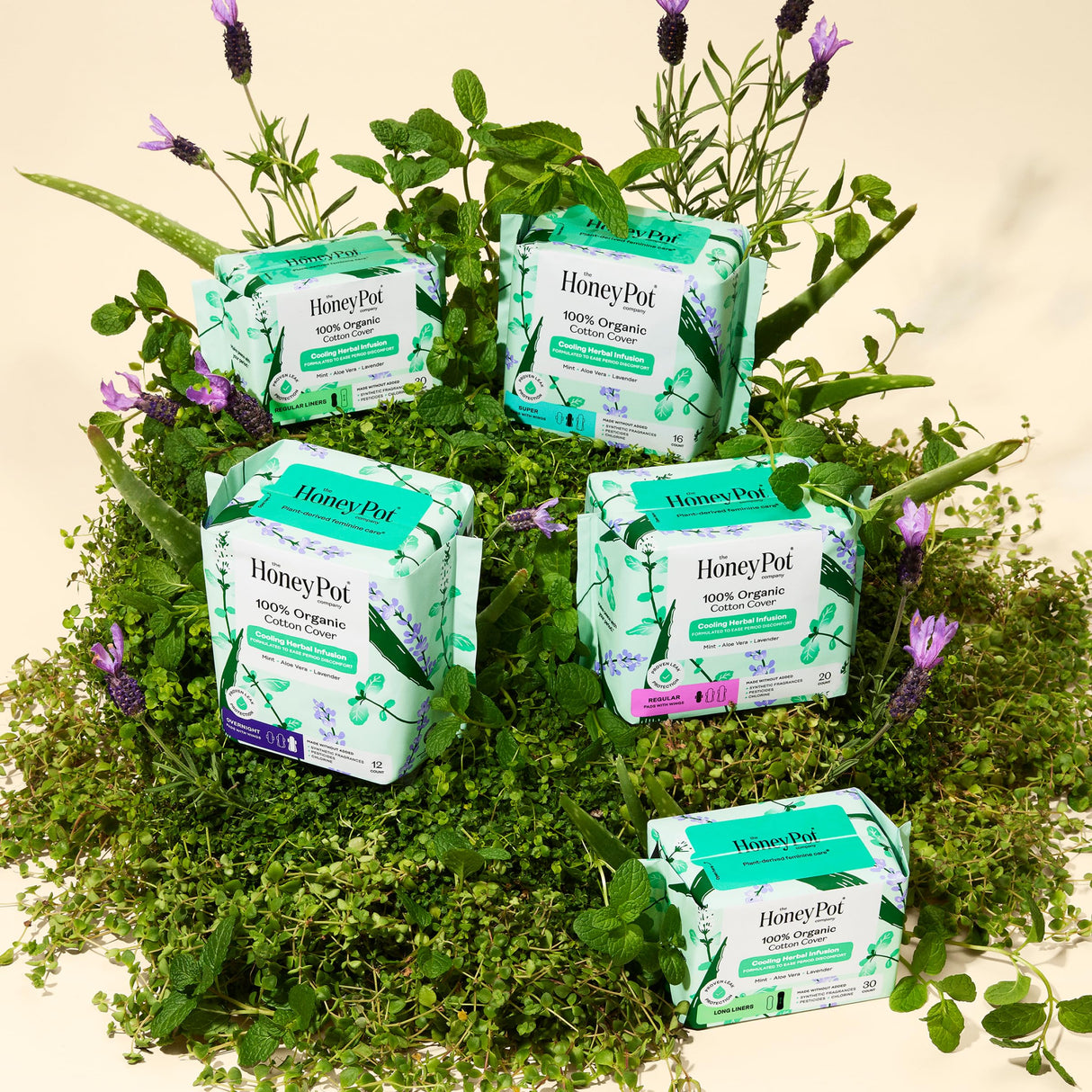 The Honey Pot Company - 120 ct - Herbal Everyday Panty Liners for Women - Infused w/Essential Oils for Cooling Effect & Organic Cotton Cover - Feminine Care - FSA & HSA Eligible