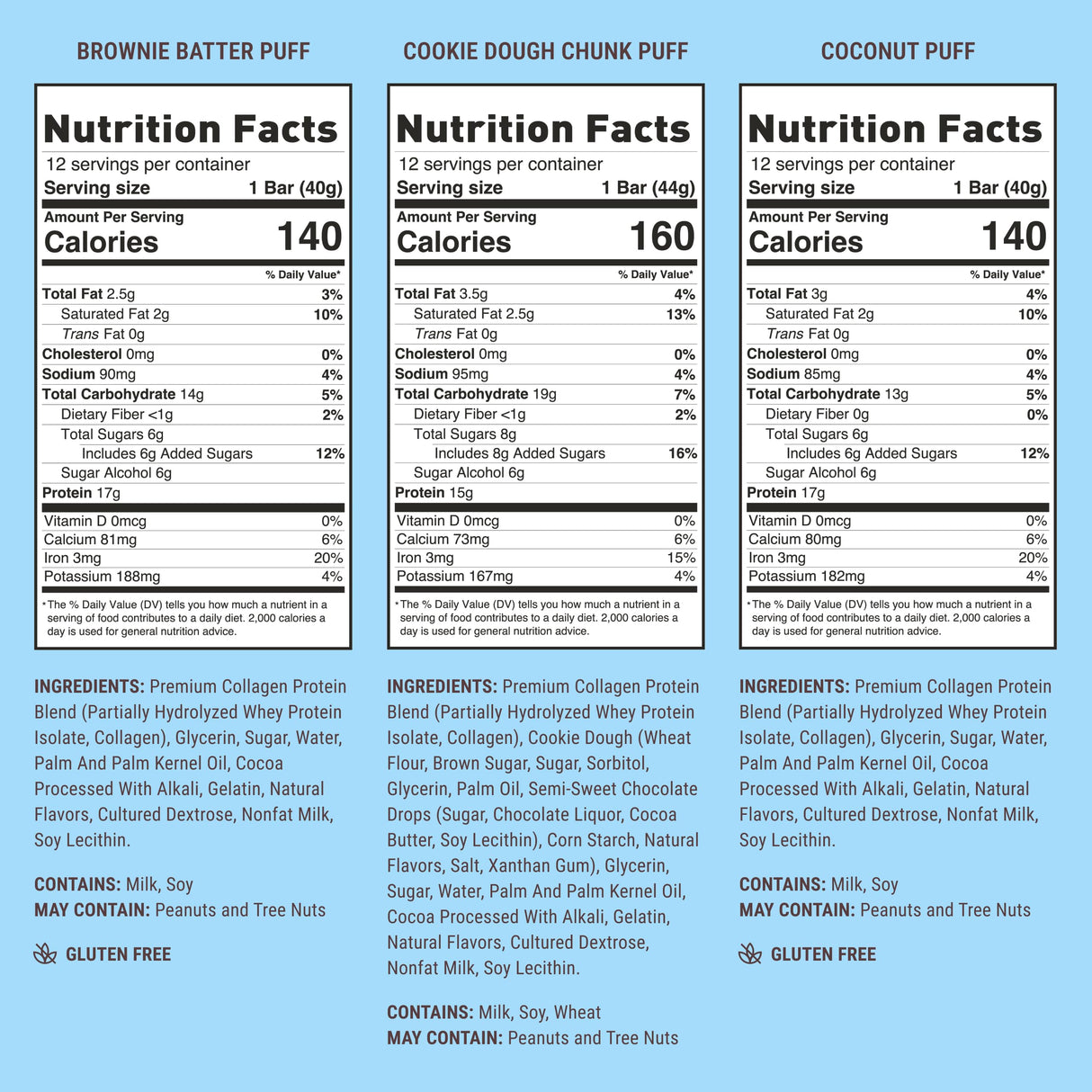 Built Bar, Puff Protein Bars, Variety Pack, Collagen, On-the-go Snacks, Breakfast Bar, Mixed Sampler, 12 Pack