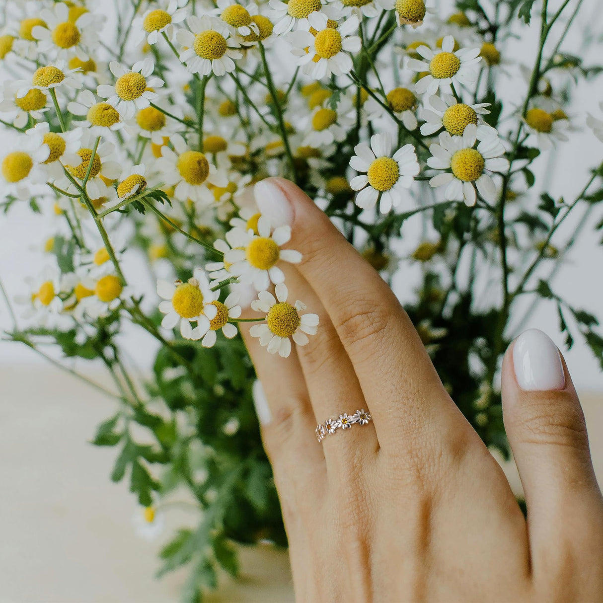 MILACOLATO 925 Sterling Silver Rings for Women Dainty CZ Daisy Flower Ring