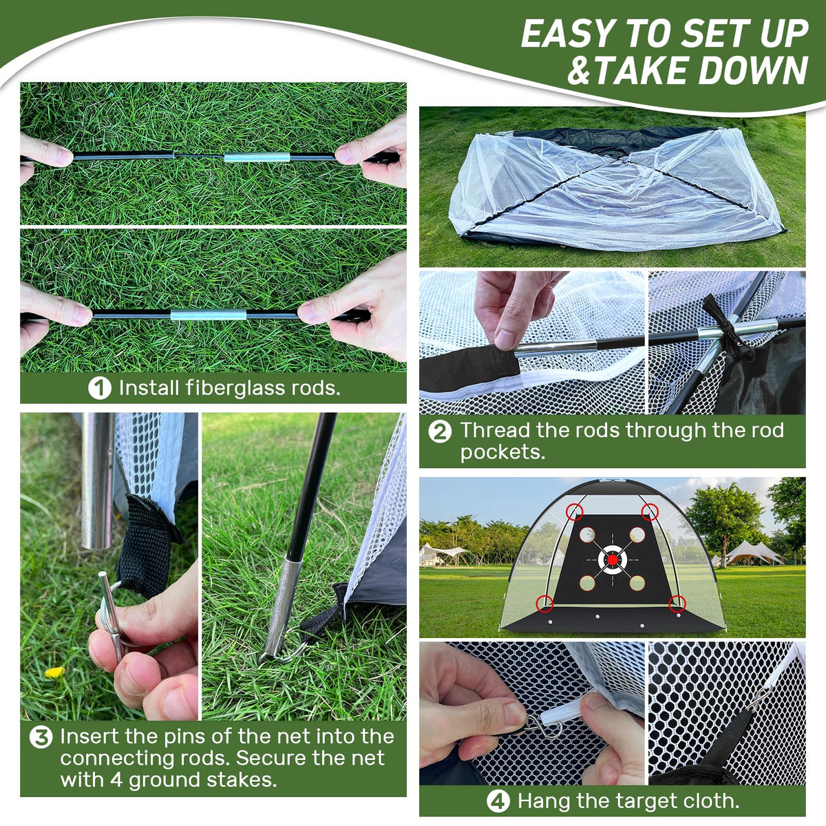 KLAODOT Golf Net with Practice Mat,Golf Hitting Aid Nets 10x7FT for Backyard Driving Chipping Training Swing with Target Mat Balls for Outdoor Indoor,Gifts for Men Dad Him and Golfer
