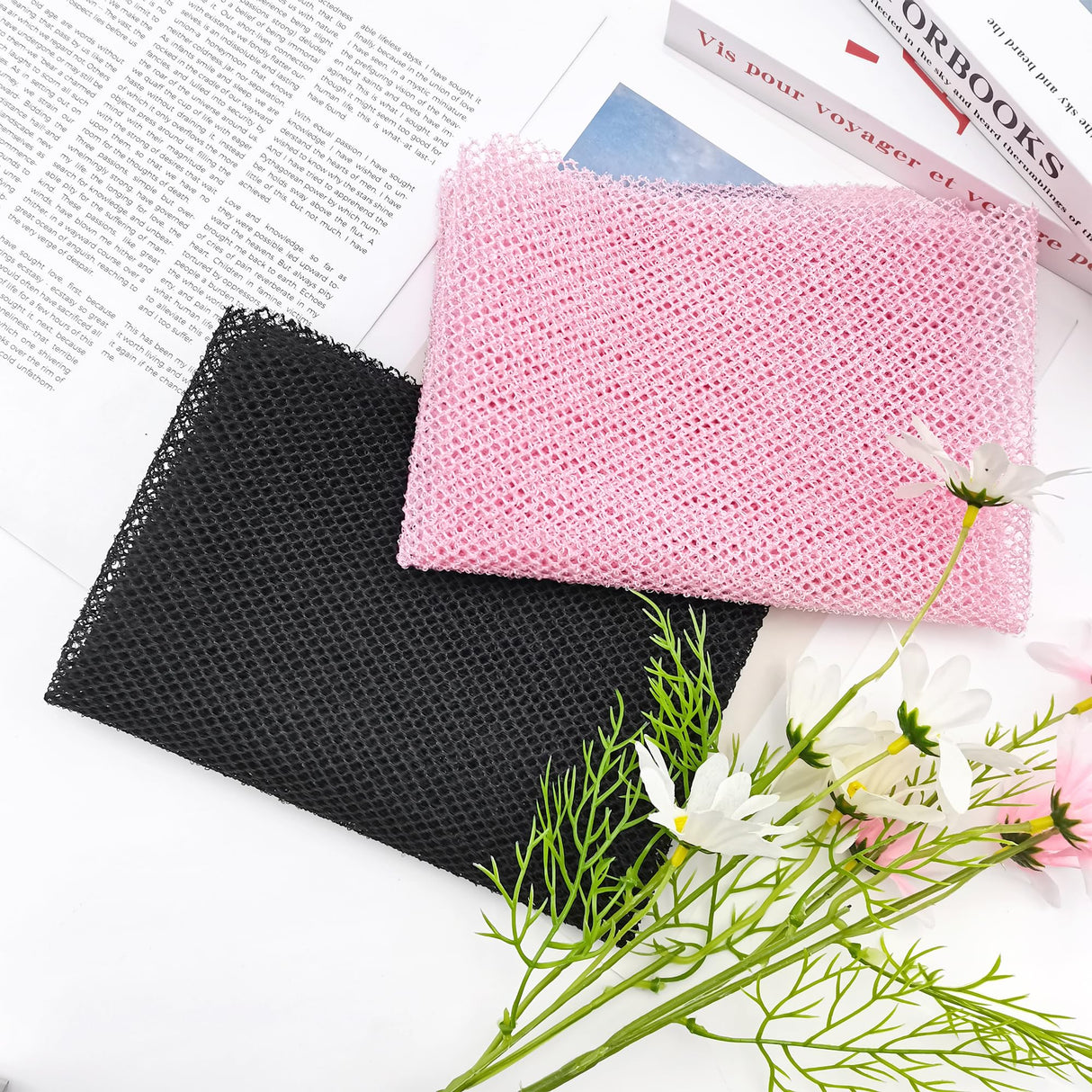 Quacc African Exfoliating Net Long Bath Net Sponge Nylon African Net Sponge Cloth for Daily Bath Shower (Pink)