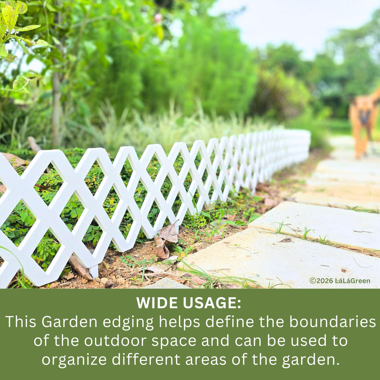LaLaGreen Garden Edging Border (23x8.5in, 10 Pack) White Plastic Fence