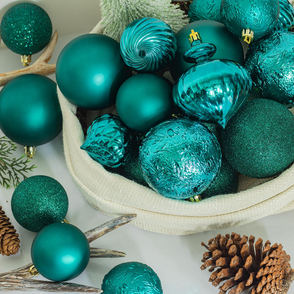 KI Store Dark Teal Christmas Balls 20pcs 3.15-Inch Christmas Tree Decoration Ornaments for Xmas Tree Holiday Wreath Garland Decor Ornaments Hooks Included