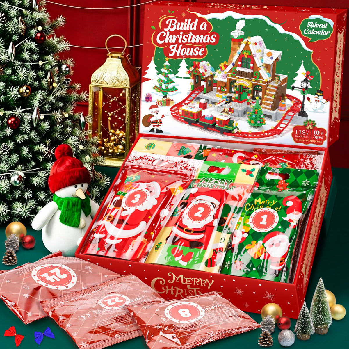 Advent Calendar 2026 Christmas Train House Building Blocks for Kids Adults