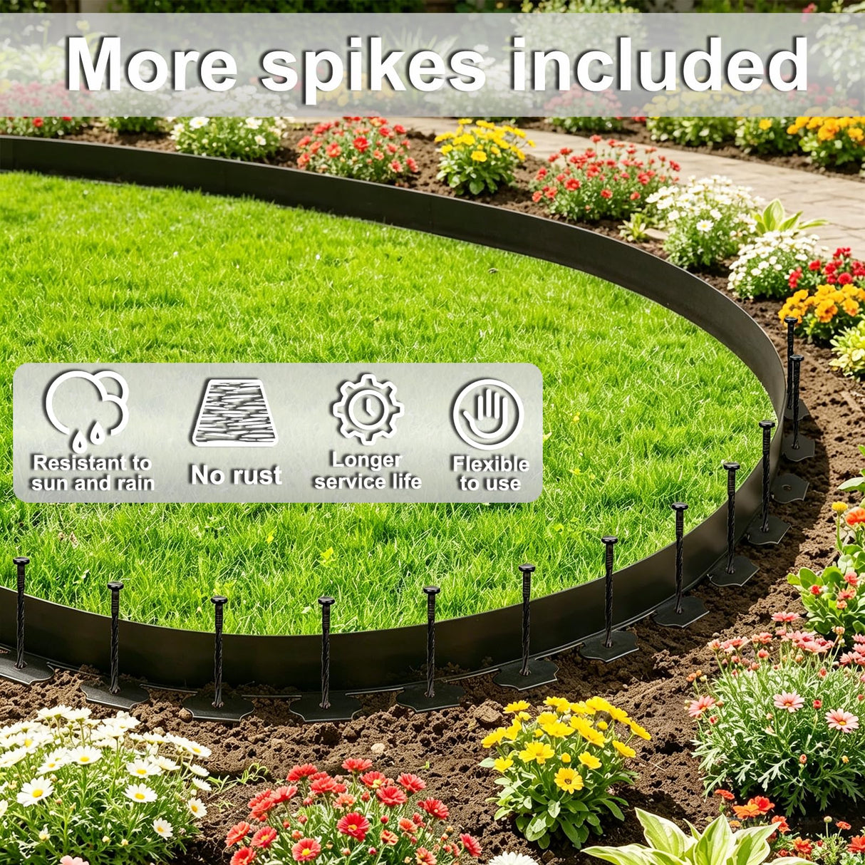 3 Inch x 50FT Garden Edging Border,Landscaping with 75pcs Spikes