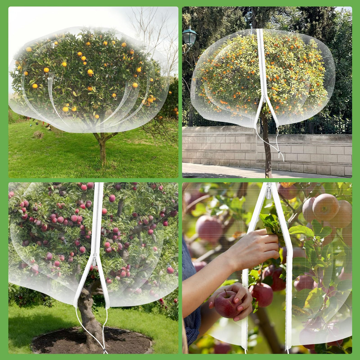 15'*15' Large Fruit Tree Netting for Squirrels and Birds with Drawstring, Insect Bird Netting Pest Barrier for Garden Protection (White)