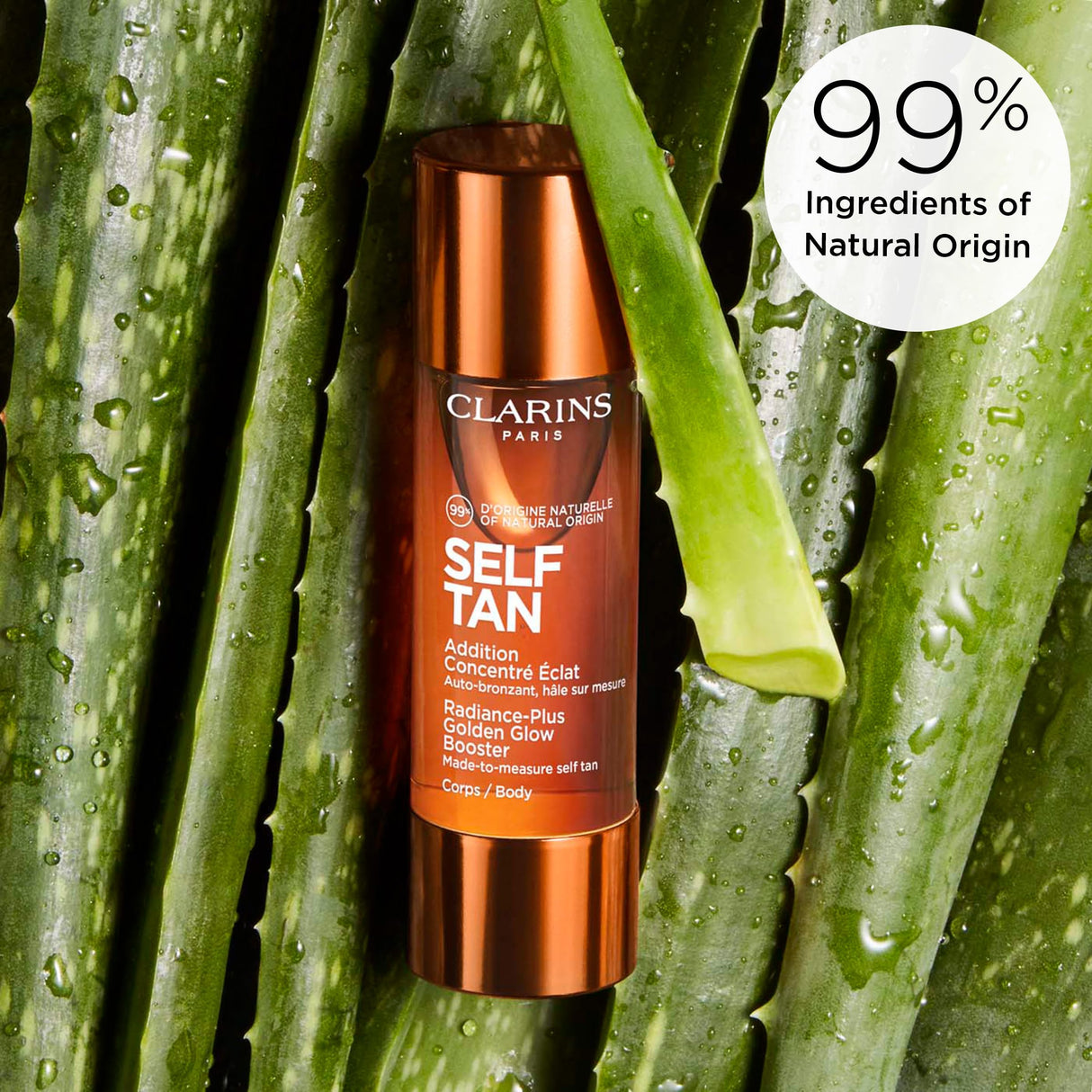 Clarins Self Tanning Body Booster | Self Tanning Drops For Body To Mix With Moisturizer | Natural, Long-Lasting, Streak-Free, Buildable Tan | Hydrates | Non-Staining | 99% Natural Ingredients | 1 Oz