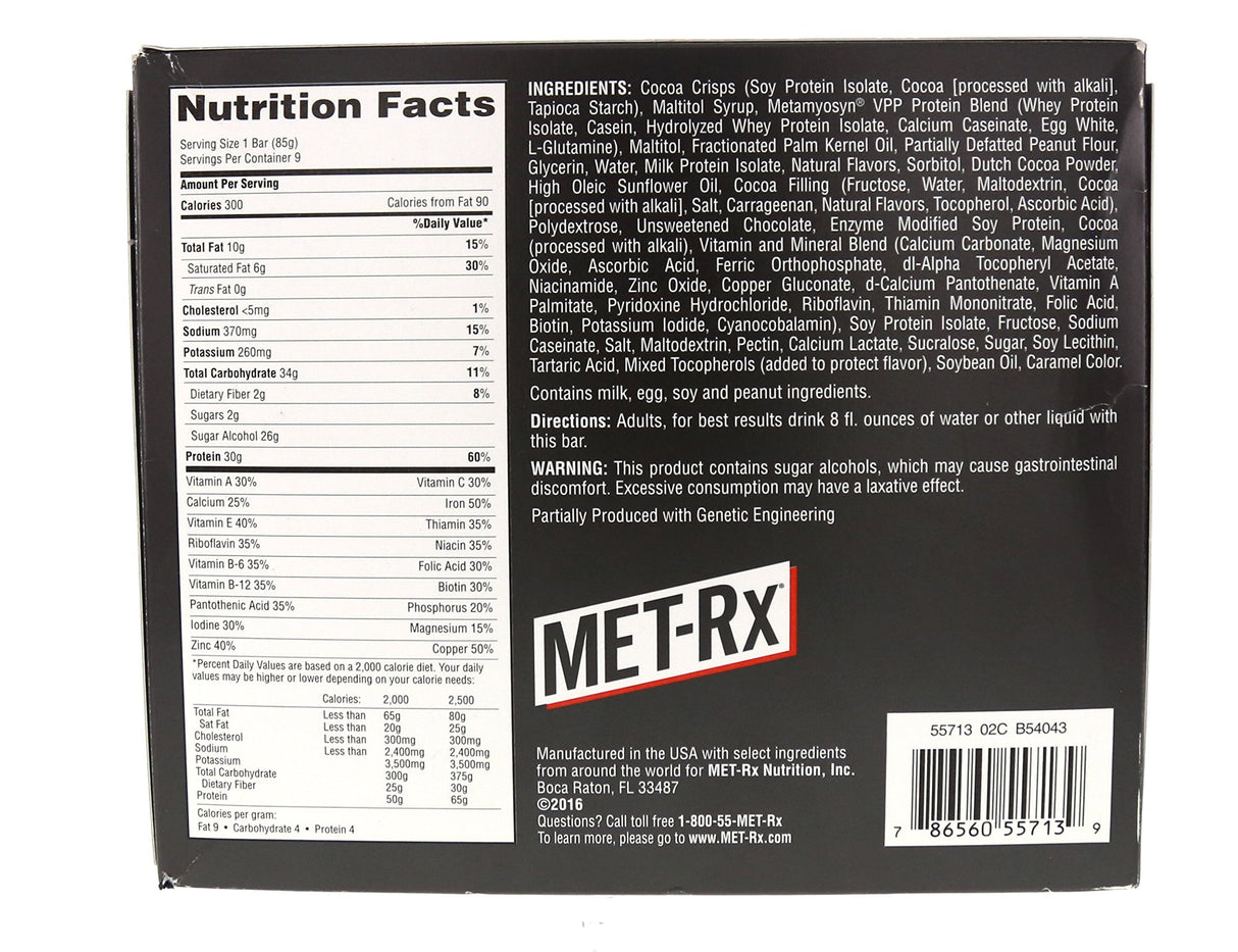 MET-Rx Protein Plus Bar, Great as Healthy Meal Replacement, Snack, and Help Support Energy, Gluten Free, Peanut Butter Cup, With Vitamin A, Vitamin C, and Zinc to Support Immune Health, 85 g,9 Count