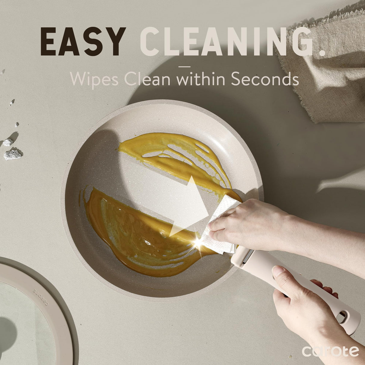 CAROTE 23pcs Detachable Handle Pots and Pans Set, Nonstick Cookware Set, Removable Handle Pots and Pans Non Stick, RV Oven Safe Cookware, Induction Kitchen Set, Taupe, Dishwasher Safe