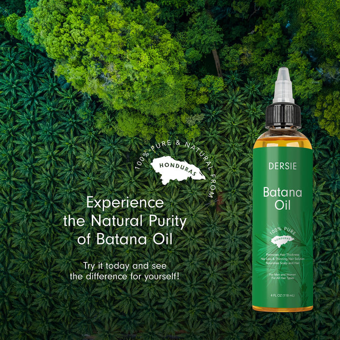 Dersie Batana Oil for Hair Growth: Dr Sebi Organic Raw Batana Oil from Honduras - 100% Pure & Natural - For Thicker & Stronger Hair - 4 FL OZ