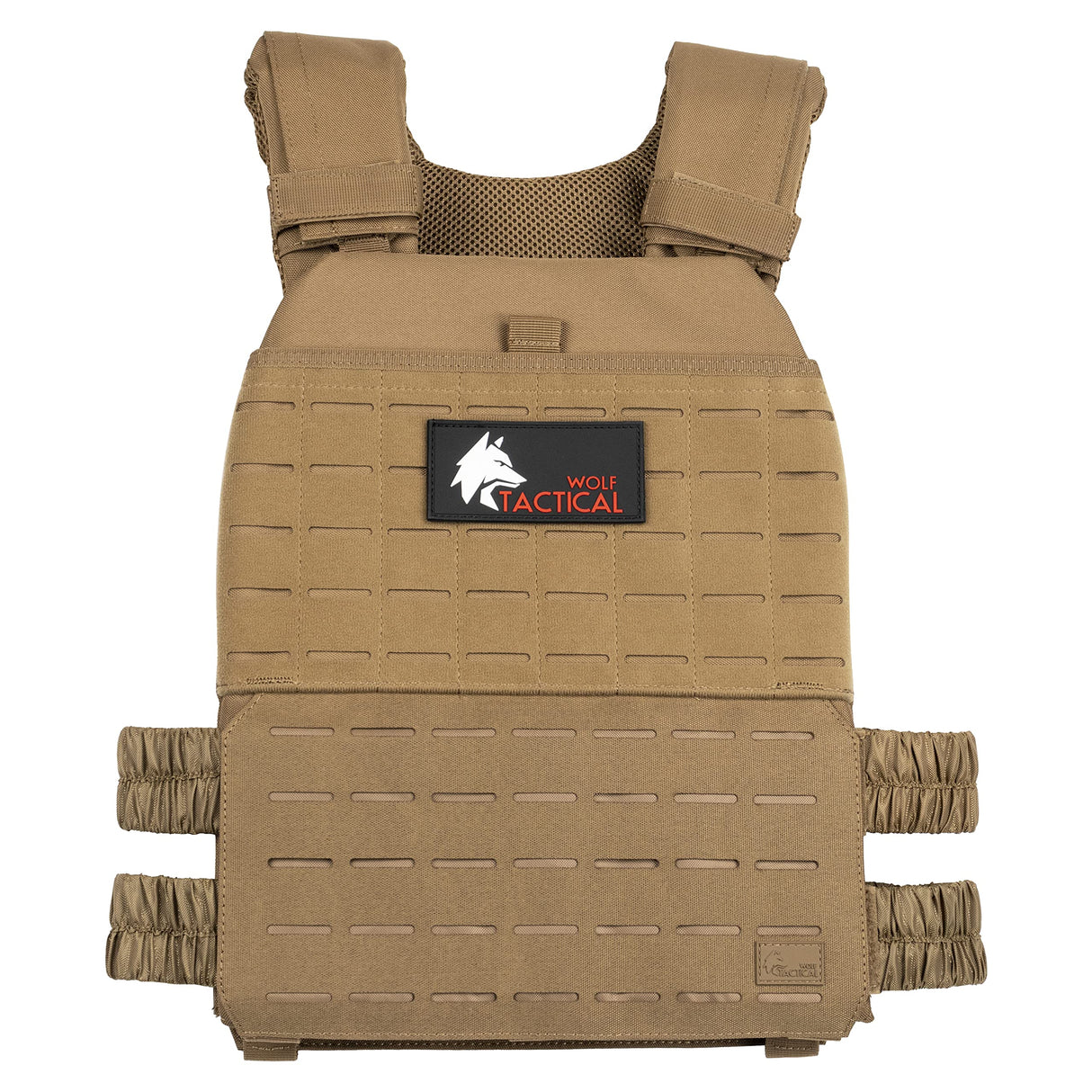 WOLF TACTICAL Adjustable Weighted Vest – WODs, Strength and Endurance Training, Fitness Workouts, Running (Tan)