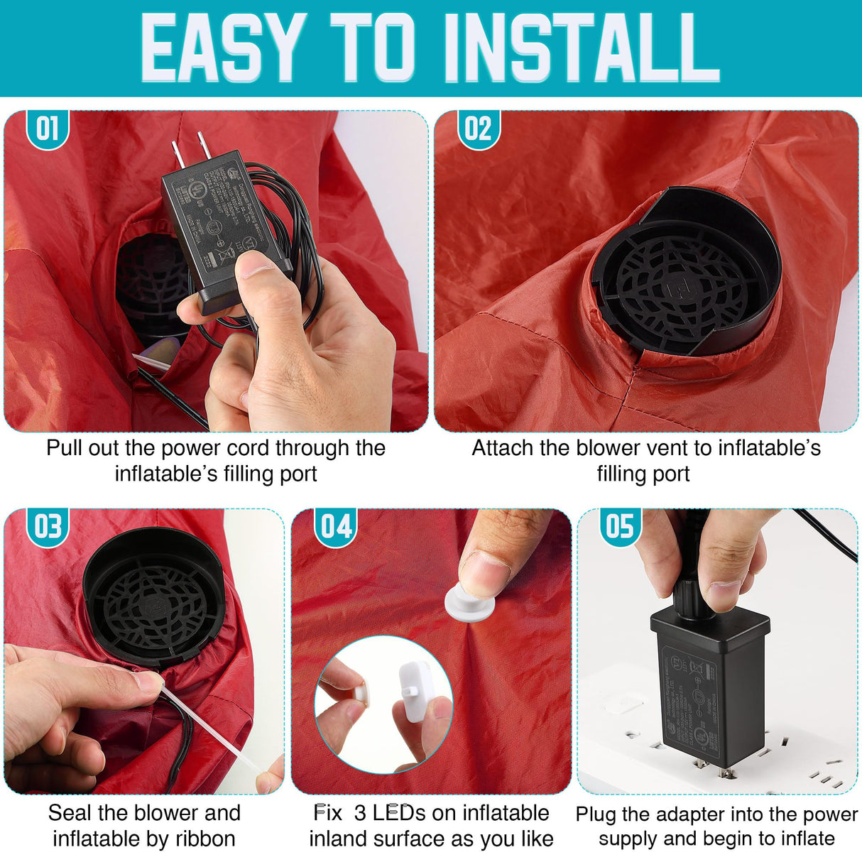 Hiboom 2 Pack Replacement Inflatable Fan Blower, 0.5A Output Air Blower for Inflatable with 3 LED, Air Blow Replacement for Halloween Christmas Yard Blow Up Decor