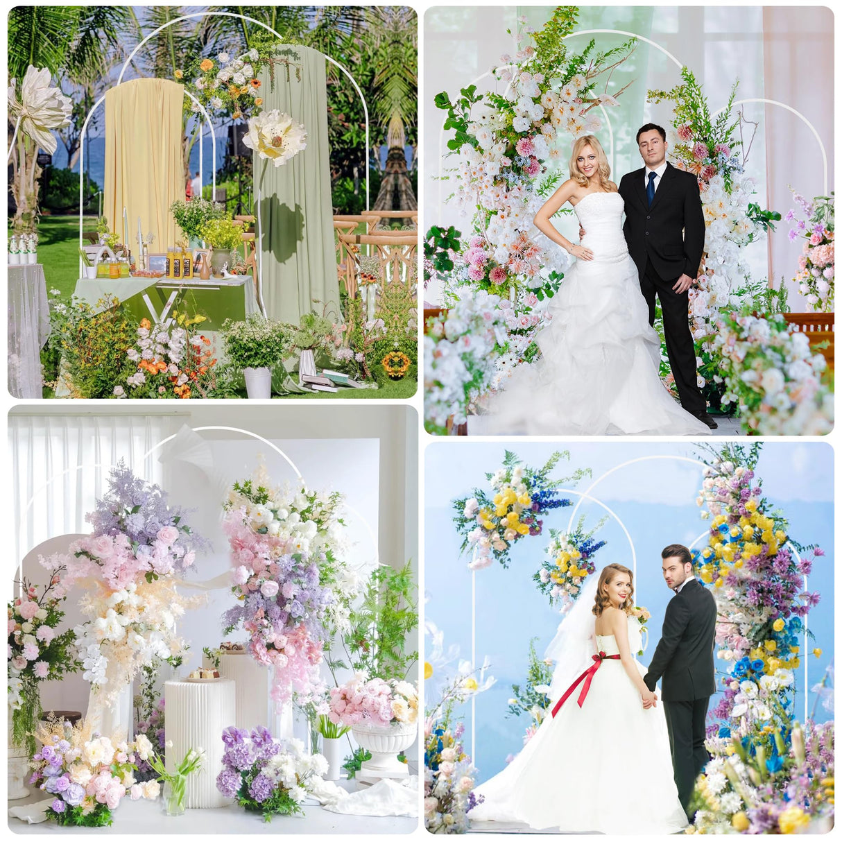 Fomcet Metal Arch Backdrop Stand White 7.2ft, 6.6ft, 6ft Wedding Arch Stand
