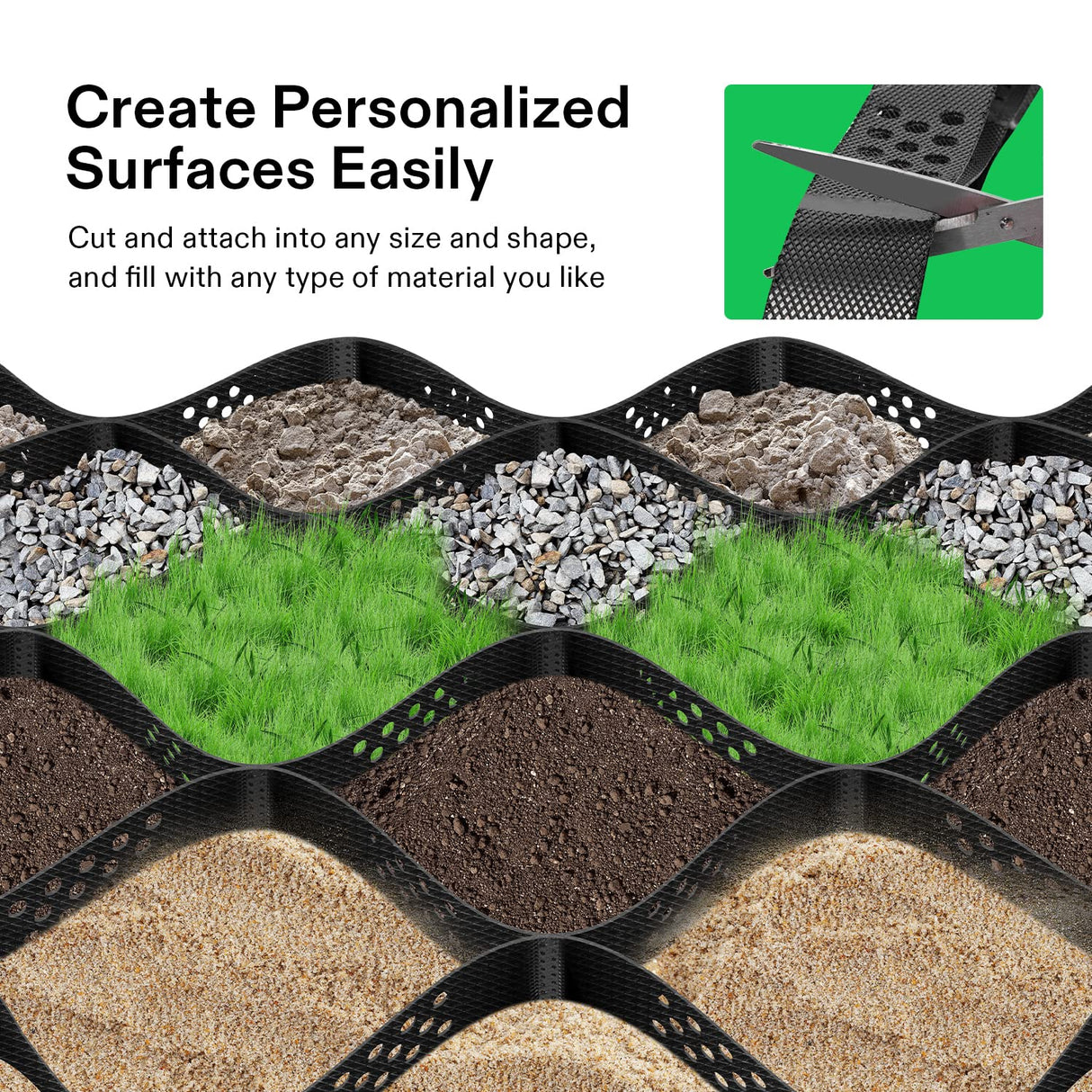 VIVOSUN 2'' Depth Ground Grid, 9x17 ft, High-Density HDPE Geo Cell