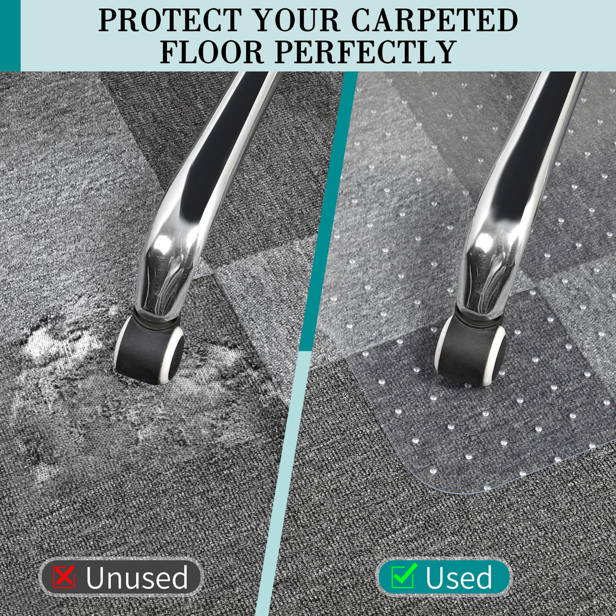 Office Chair Mat for Carpets, Clear Computer Desk Chair Mat for Low Pile and No Pile Carpeted Floors, Thick and Sturdy Floors Protector on Carpet for Home Office, Slip Resistant (36"x 48" Rectangle)