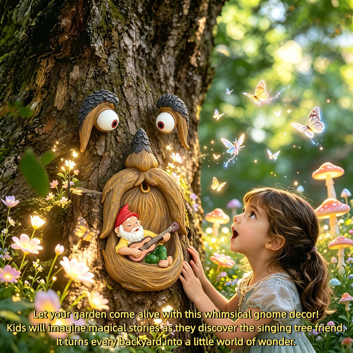 tree faces decor outdoor,tree faces,tree decorations outdoor,with gnomes
