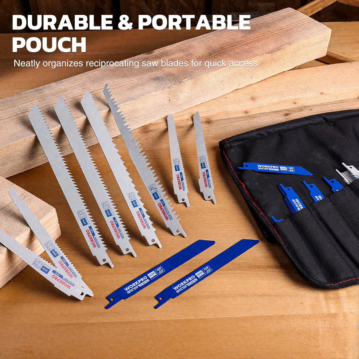 WORKPRO 32-Piece Reciprocating Saw Blade Set - Metal/Woodcutting Saw Blades, Pruner Saw Blades with Organizer Pouch