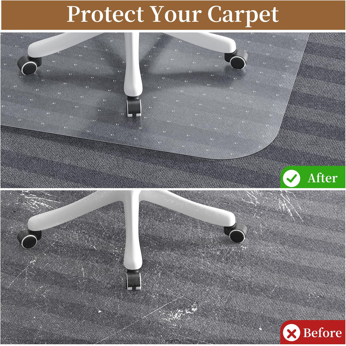 MESHDO Office Chair Mat for Carpet, 36" X 48" X 0.09" Desk Chair Mat for Carpet Floors, Clear and Thick Rolling Computer Chair Mats with Non-Slip Studded for Home and Office Low Pile Carpets