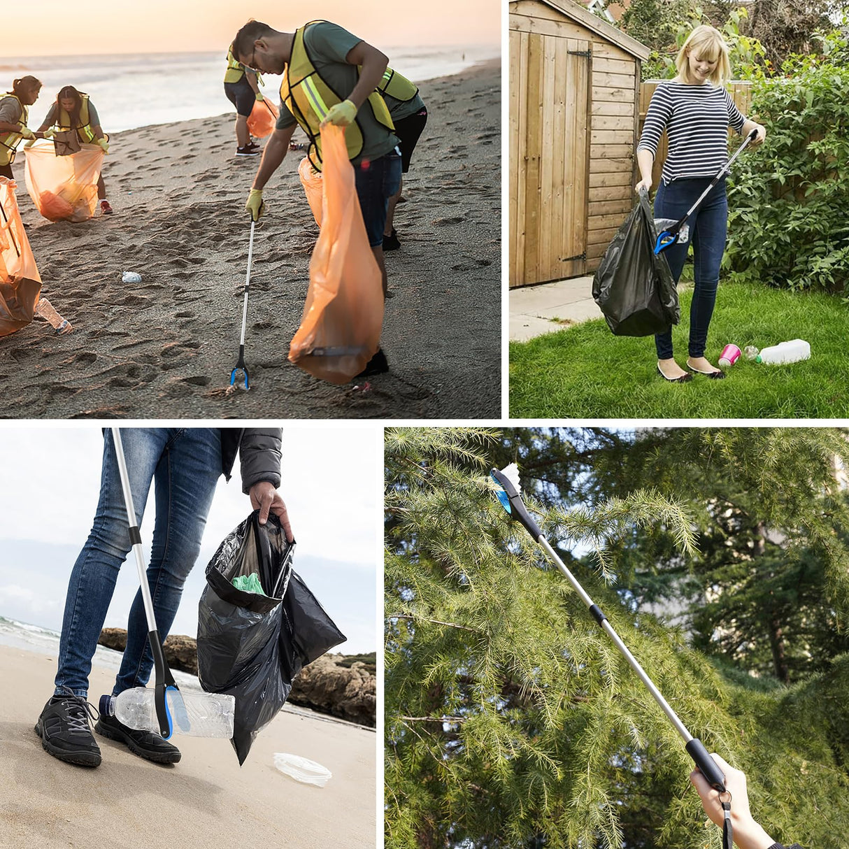 REWKCY 34" Grabber Reacher Tool, 2-Pack Foldable Reacher Grabber Pickup Tool with 360° Rotating Jaw & Magnets, Grabber Tool Heavy Duty