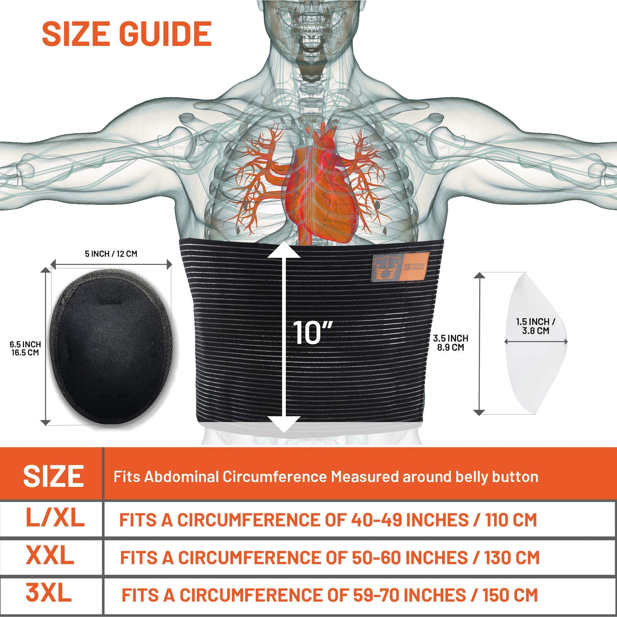 Everyday Medical Plus Size Umbilical Hernia Support Belt I Pain and Discomfort Relief from Umbilical, Navel, Ventral and Incisional Hernias I Hernia Binder for Big Men and Large Women I XXL/2XL