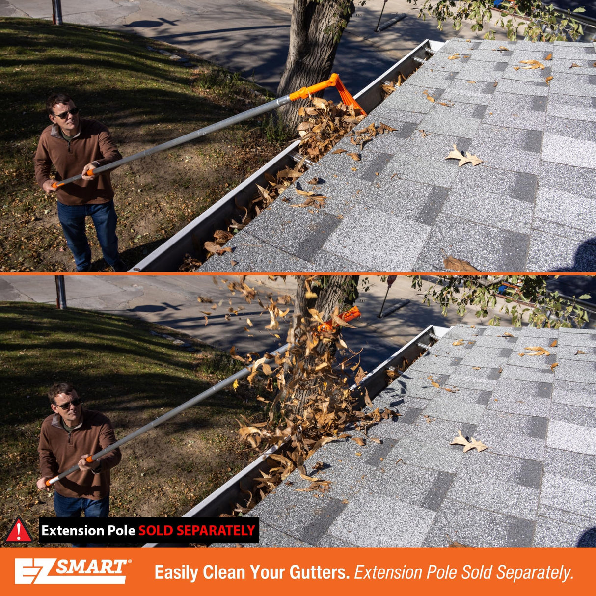 EZ Smart Mini Gutter Rake - Tool Only - Clean Gutters Without a Ladder