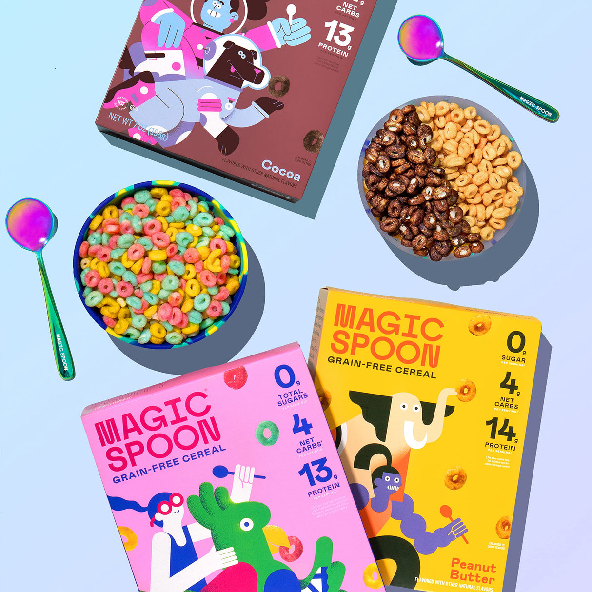Magic Spoon Cereal, Variety 4-Pack of Cereal - Keto & Low Carb Lifestyles, Gluten & Grain Free, High Protein, 0g Sugar