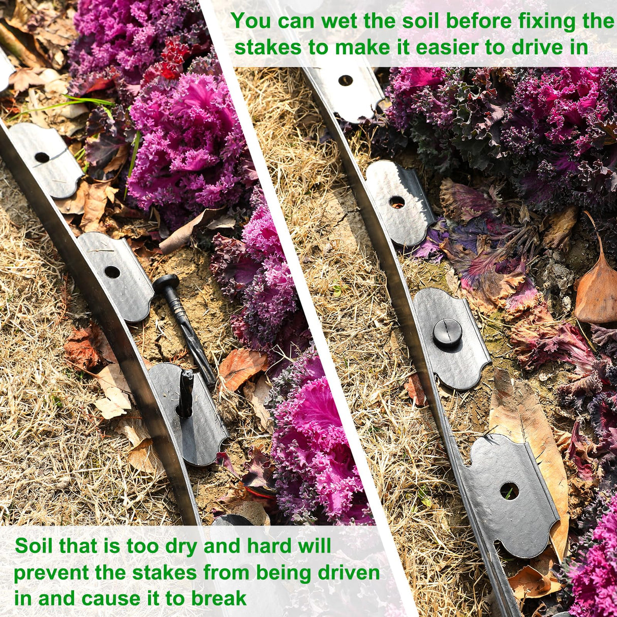 1.5 Inch x 66FT Garden Edging Border,Landscaping with 90pcs Spikes