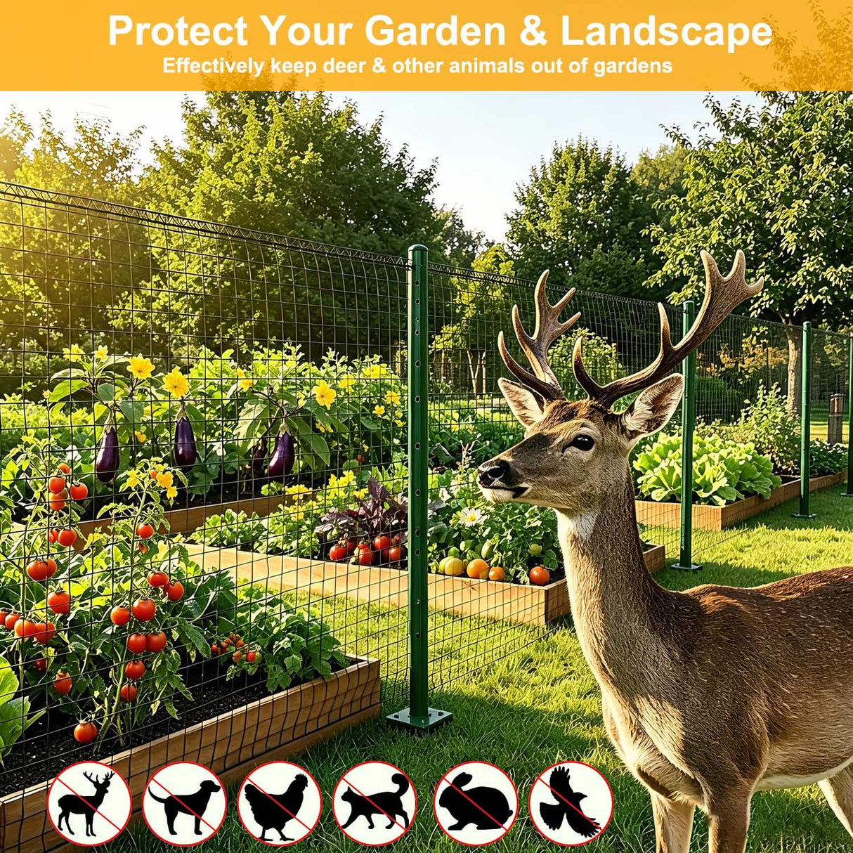 NERKT Plastic Mesh Fence 55gsm Thicker Temporary Deer Fencing, 4x75ft