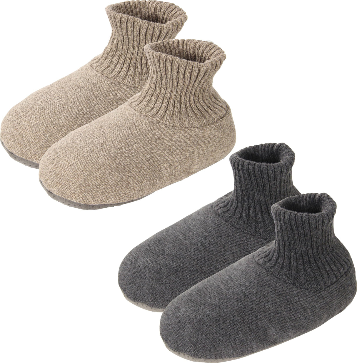 BenSorts Winter Thick Fuzzy Slipper Socks for Men Christmas Cozy Grip Socks Slipper Non Slip Gifts Christmas 2 Pairs Dark Gray Khaki Size 10 11 12 13