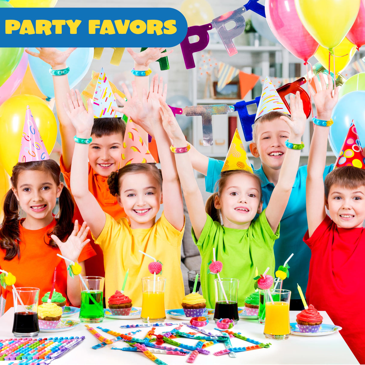 JOYIN Pop Fidget Toys pops Bulk 100 Pack Party Favors for Kids 4-8,8-12 Year, Fidget Bracelets Sensory Toys for Birthday Carnival Halloween Christmas Prizes Gifts Goodie Bags Stuffers for Kids