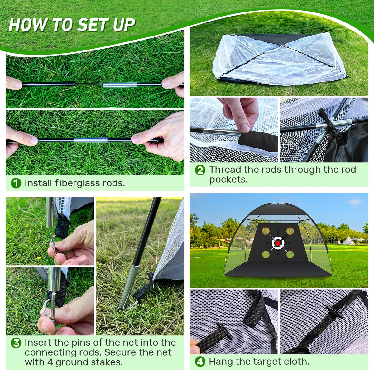 Zensouds Golf Net, 10x7FT with Golf Practice Mat