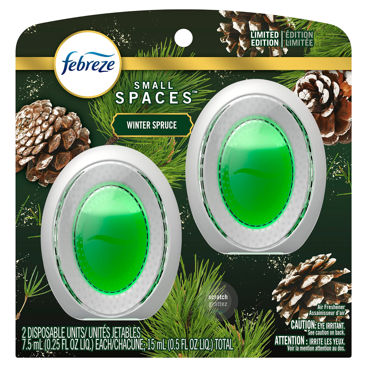 Febreze Small Spaces Air Freshener Limited Edition Scents (Winter Spruce, 2 Pack)