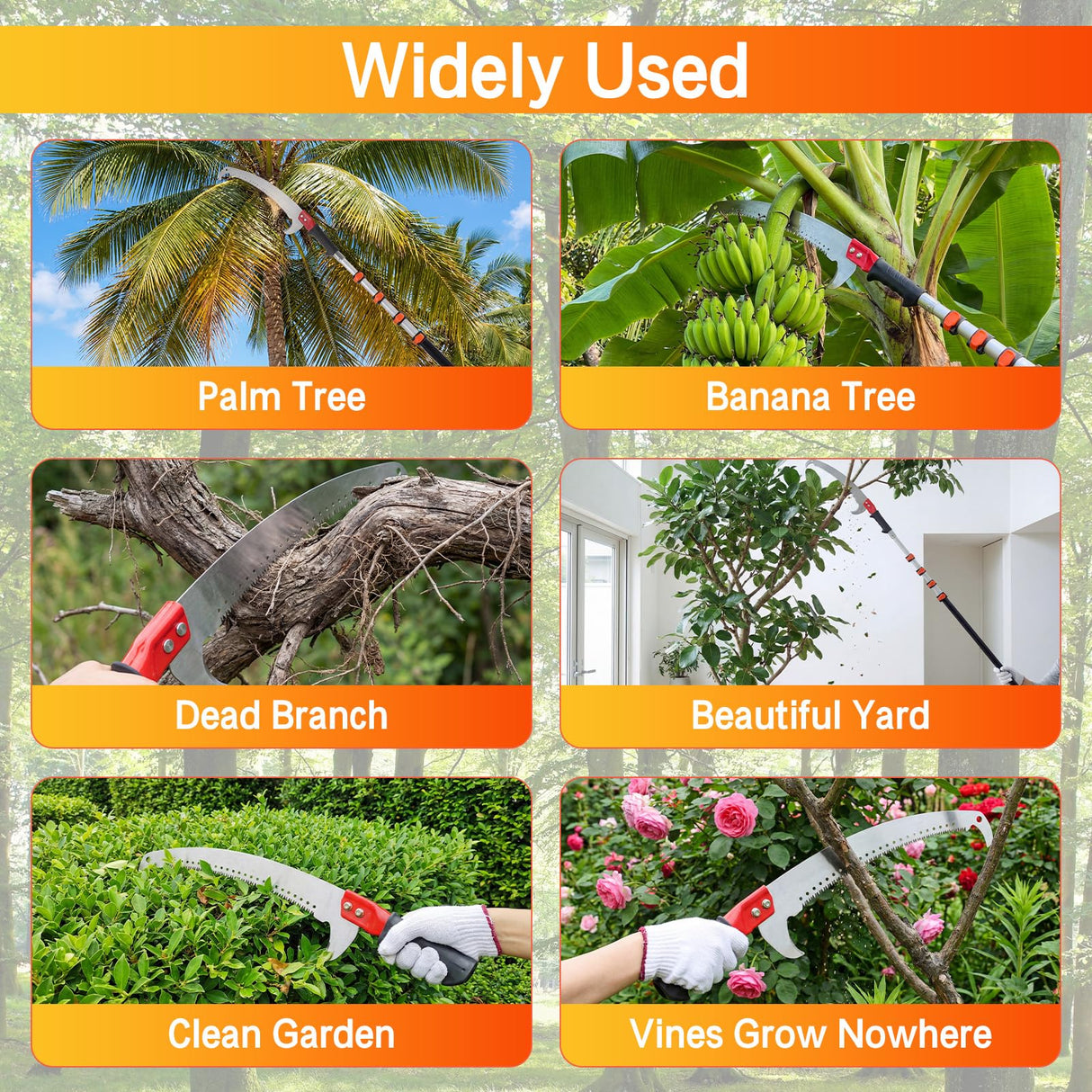 20FT Pole Saw for Tree Trimming, Manual Telescoping Tree Pruner with 3–12FT Extension Pole, Long Reach Hand Saw for Ground Cutting in Yard, Garden & Patio