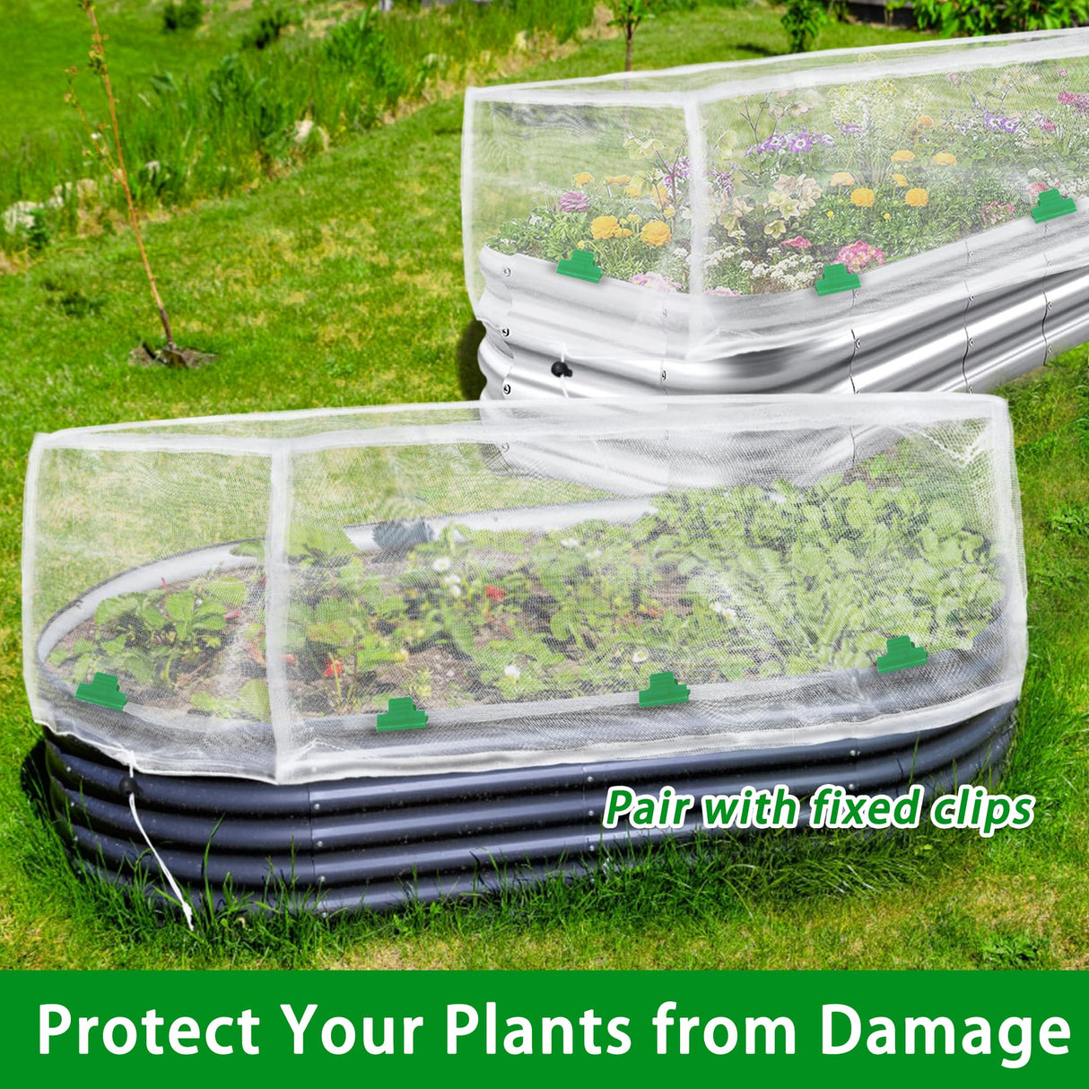 Garden Netting for Raised Beds, Plant Covers Garden Protection Bird Netting