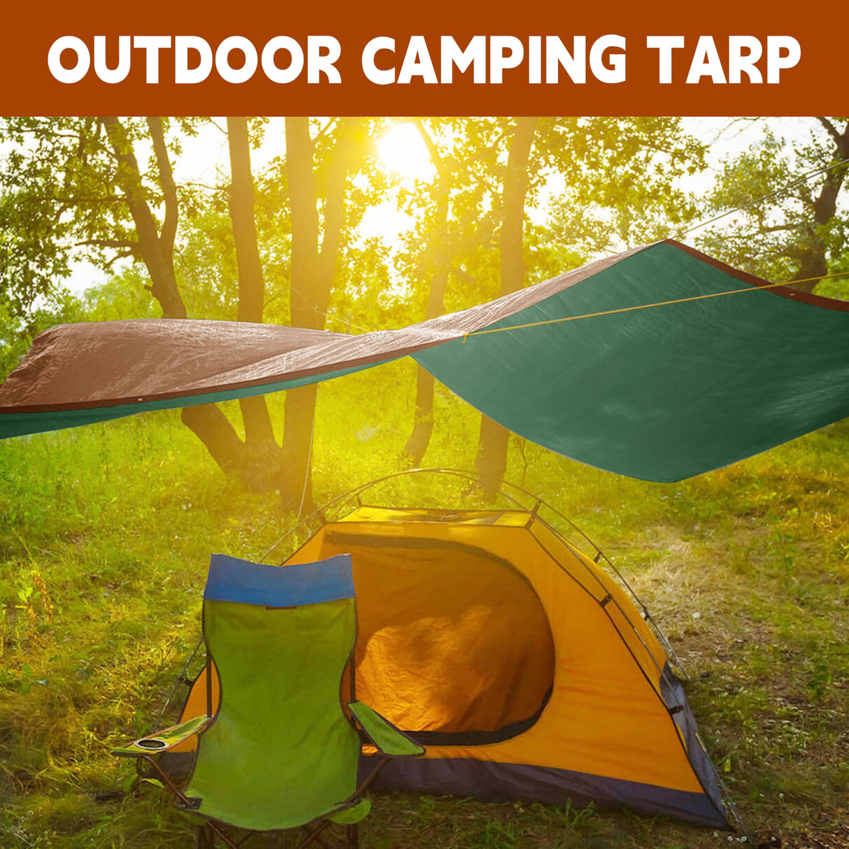 Tarp 5x7(4 Packs) ft 100% Waterproof 7mil Durable Grommets and Reinforced Edges,Uv Resistant,Green/Brown Tarp,Emergency Rain Shelter,Outdoor Cover and Camping Use -by MVPNET