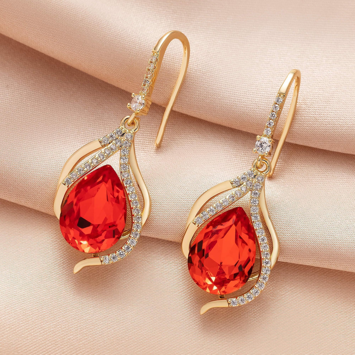 EVEVIC Austrian Crystal Teardrop Dangle Earrings for Women, French Hook