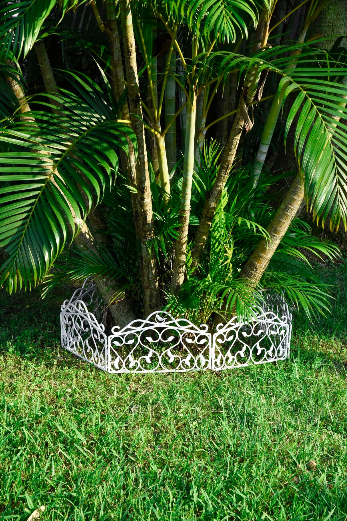 Evelyne Decorative Garden Border Plastic Edging – PP Plastic, Short Metal-Free Faux Wrought Iron Leaf & Bird Design, 8pcs Yard Landscaping Fence Liner Lawn Edge Barrier, 10ft Kit of Decorative Panels