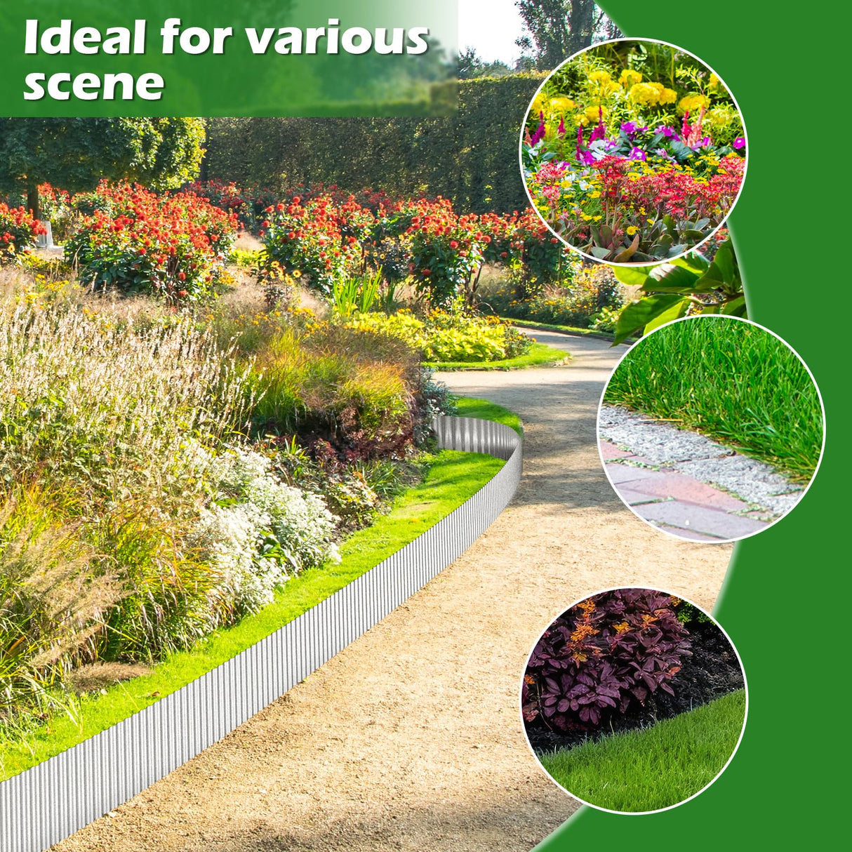 100ft Landscape Edging, 3in Tall Corrugated Metal Garden Border