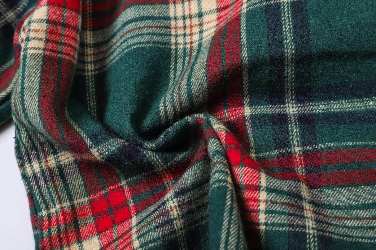 Mens Plaid Shirts Casual Long Sleeve Button Down Plaid Shirt Dad and Son Matching Shirts Christmas Green Plaid, 2XL