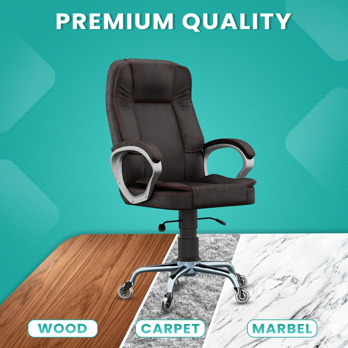 Office Chair Casters, Set of 5, for Desk & Gaming Chair are Easy to Install & Suitable for All Floors, Including Carpet & Wood