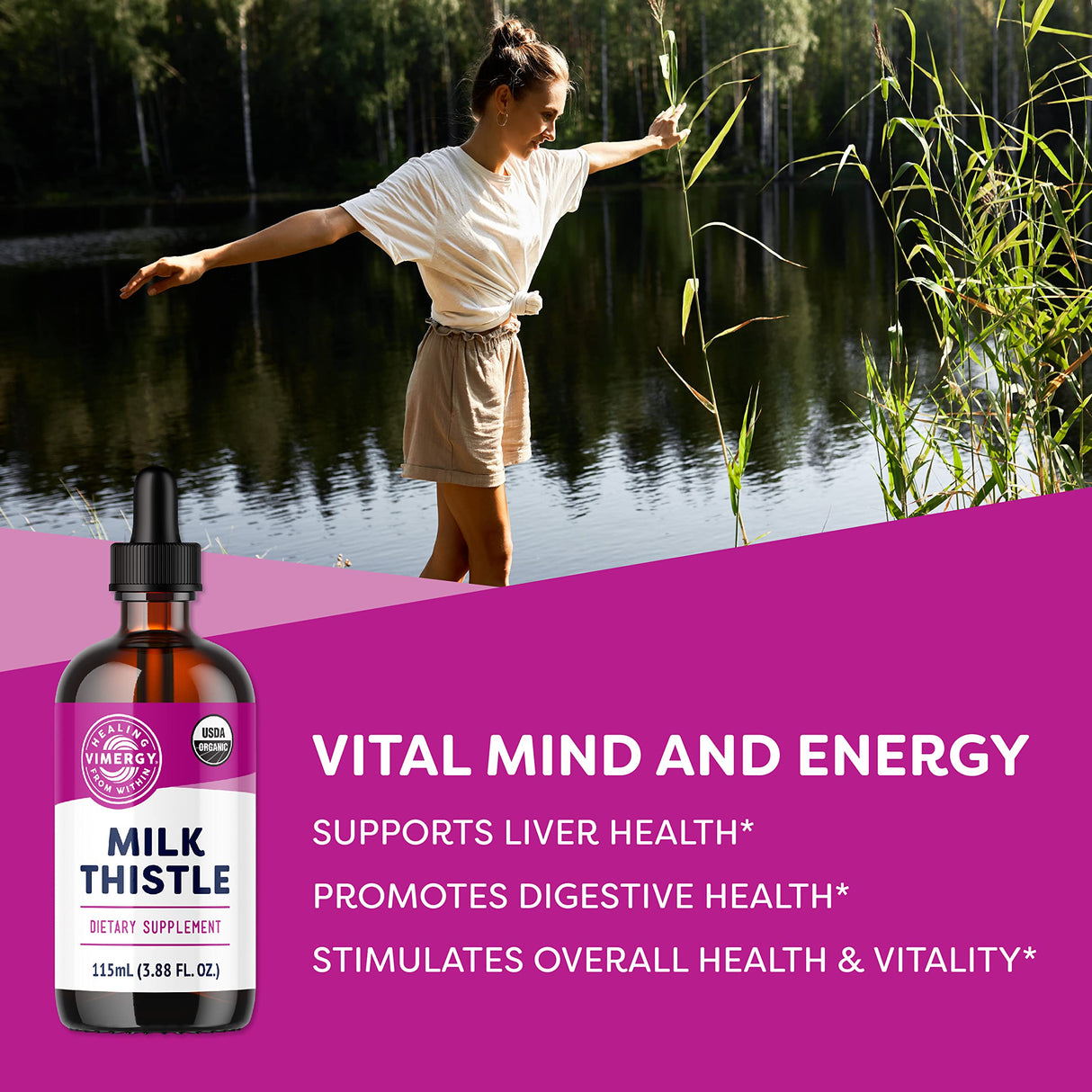 Vimergy Milk Thistle – Supports Liver Function* – Promotes Healthy Digestion* – USDA Certified Organic, Vegan, Gluten-Free – 115 mL (57 Servings)
